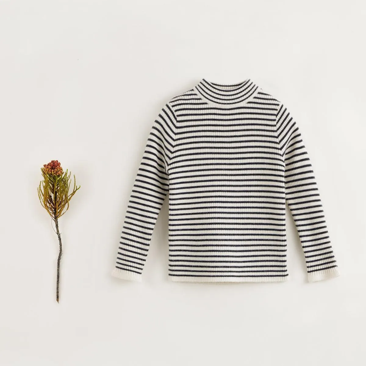 MARC & JANIE Girls Wool Stripe High Stretch Turtleneck Sweater 231970