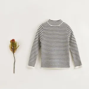 MARC & JANIE Girls Wool Stripe High Stretch Turtleneck Sweater 231970