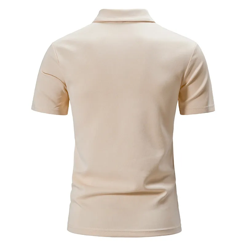 Men Turtleneck Slim Short Sleeves T-Shirt