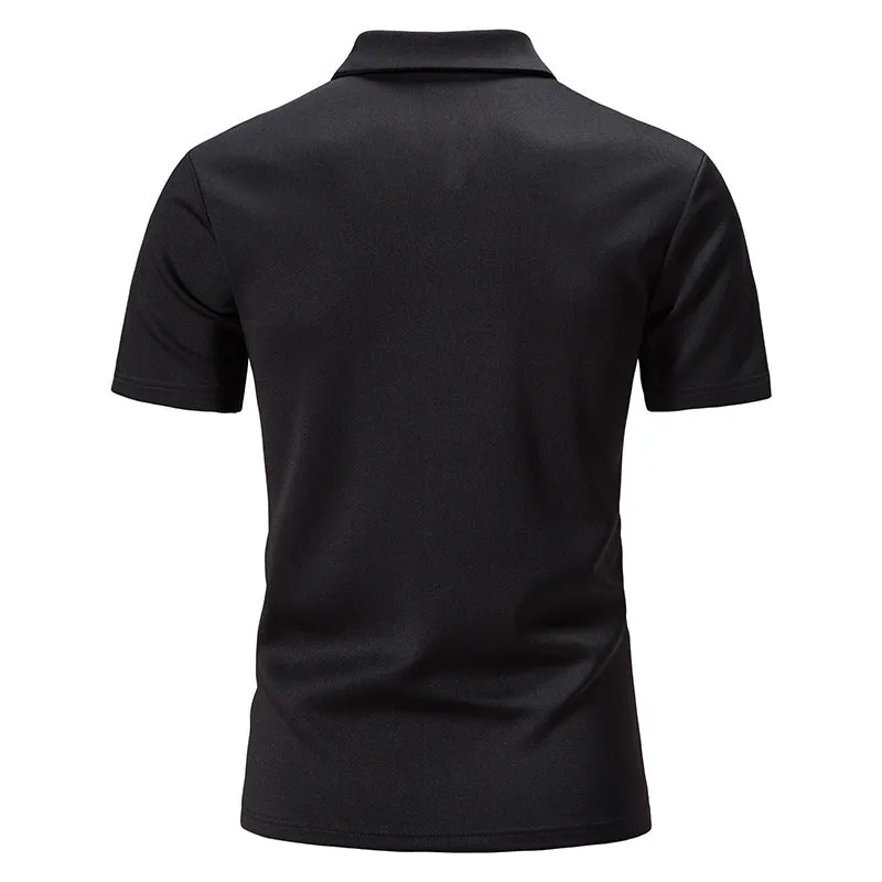 Men Turtleneck Slim Short Sleeves T-Shirt