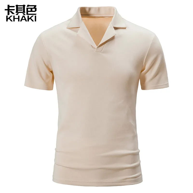 Men Turtleneck Slim Short Sleeves T-Shirt