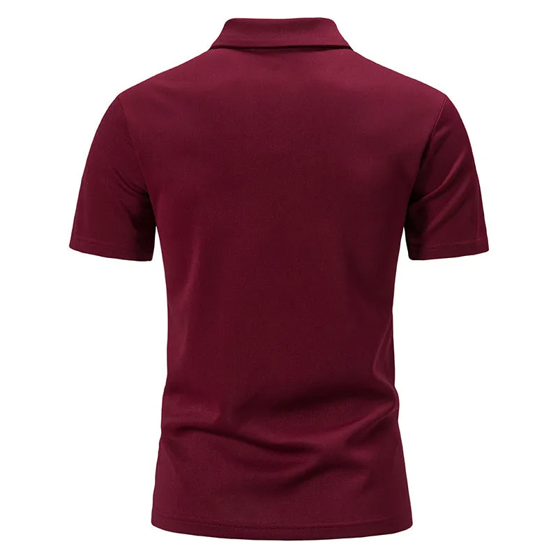 Men Turtleneck Slim Short Sleeves T-Shirt