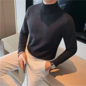 Men's Autumn and Winter Half Turtleneck Slim Business Knitted Sweater