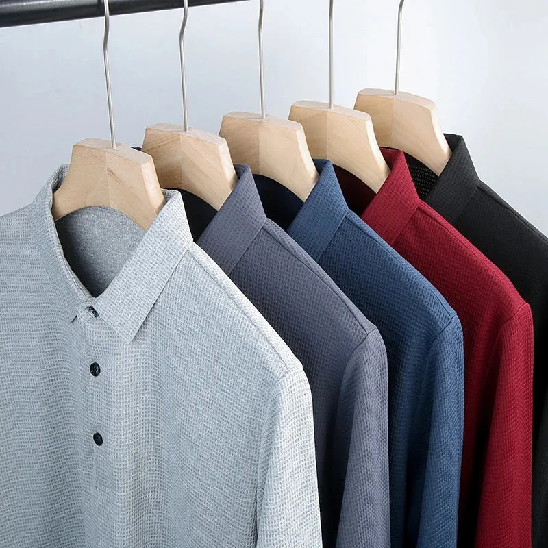 Men's Business Casual Polo Long Sleeve T-shirt
