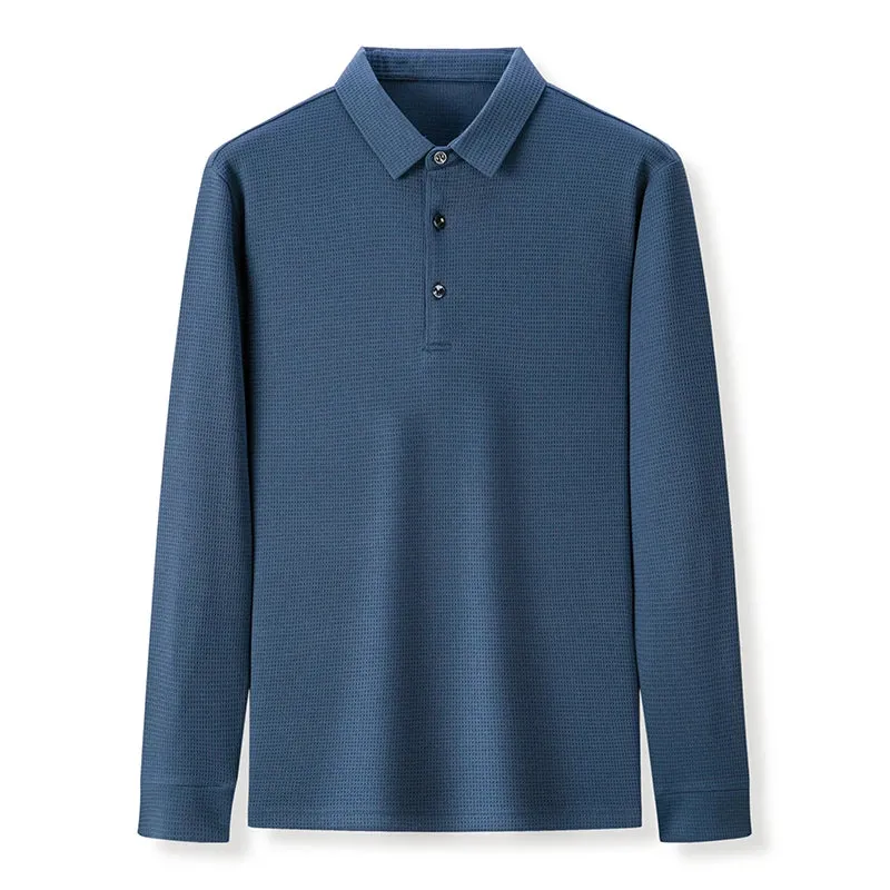 Men's Business Casual Polo Long Sleeve T-shirt