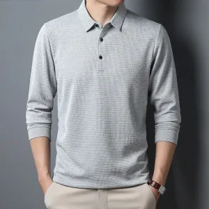 Men's Business Casual Polo Long Sleeve T-shirt
