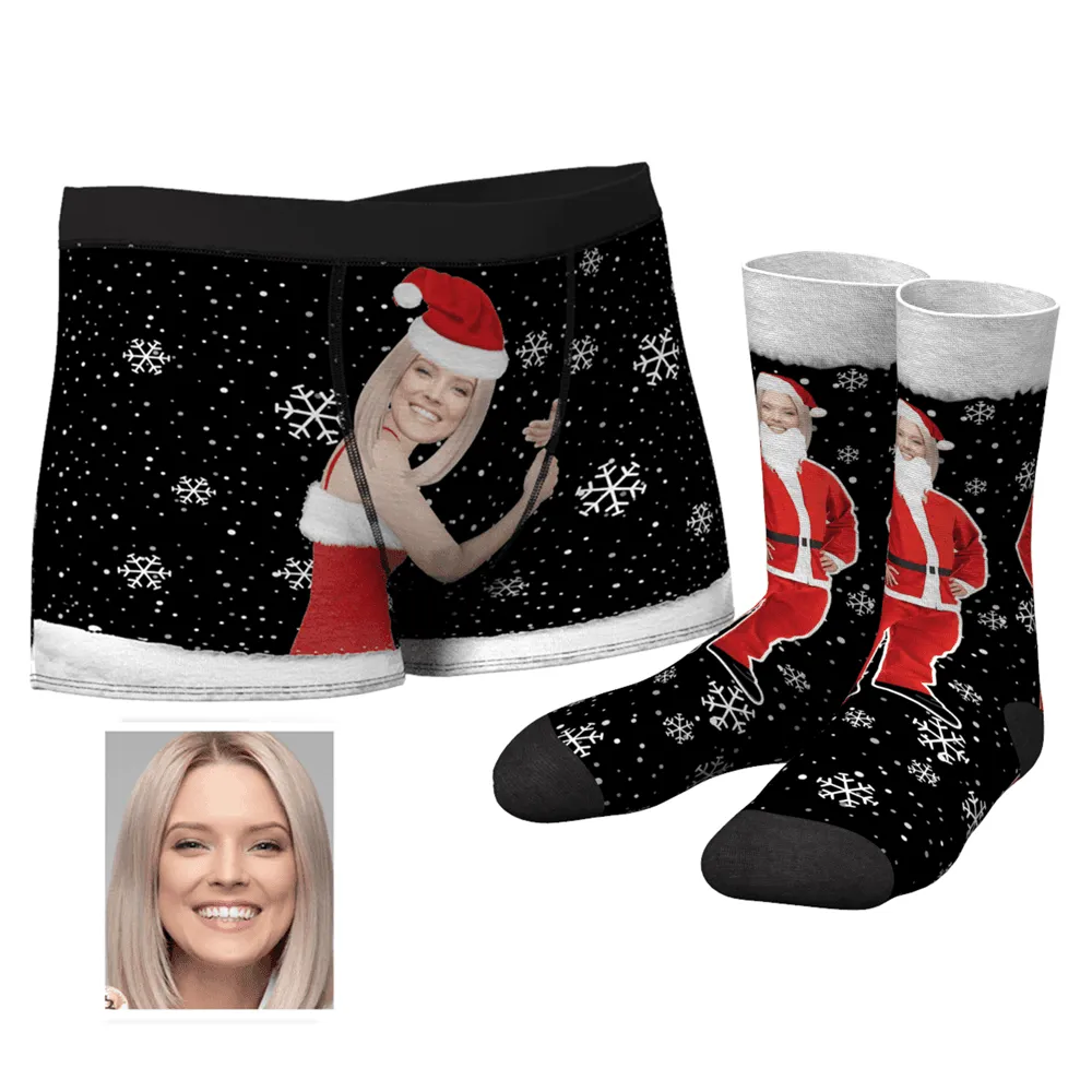 Men's Christmas Face on Body Boxers And Socks Set