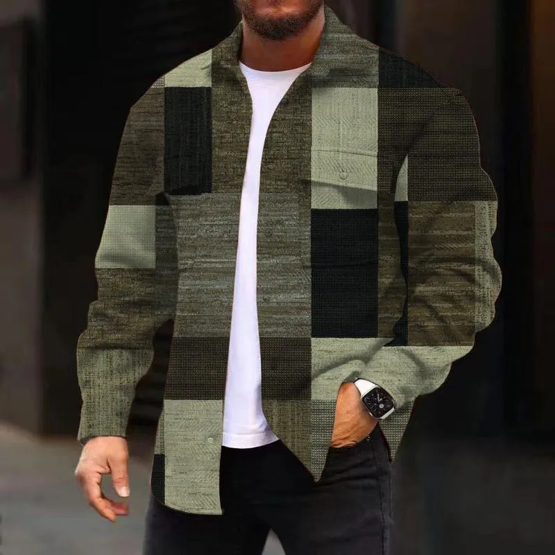Men's Corduroy Print Long Sleeve Shirt Jacket 63296270L