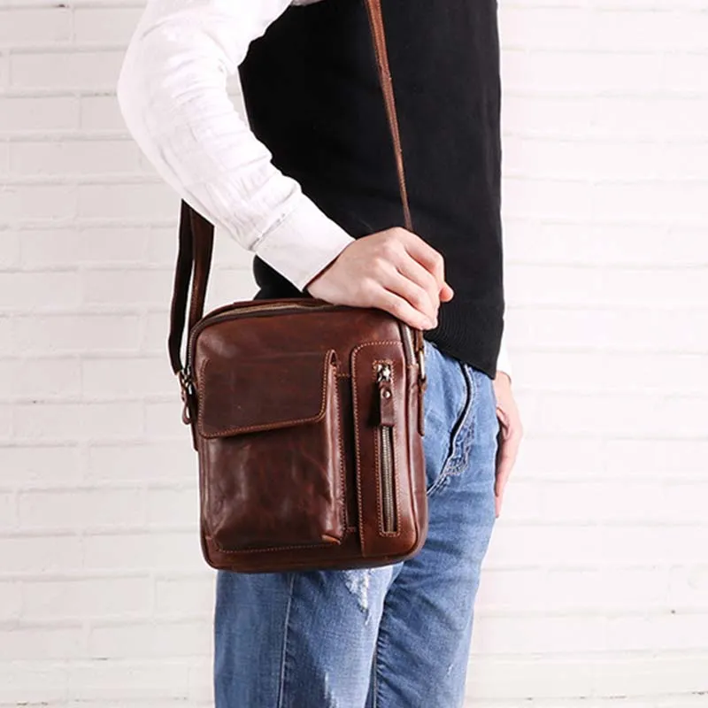 Men's Genuine Leather Large Capacity Crossbody Bag