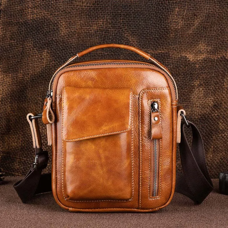 Men's Genuine Leather Large Capacity Crossbody Bag