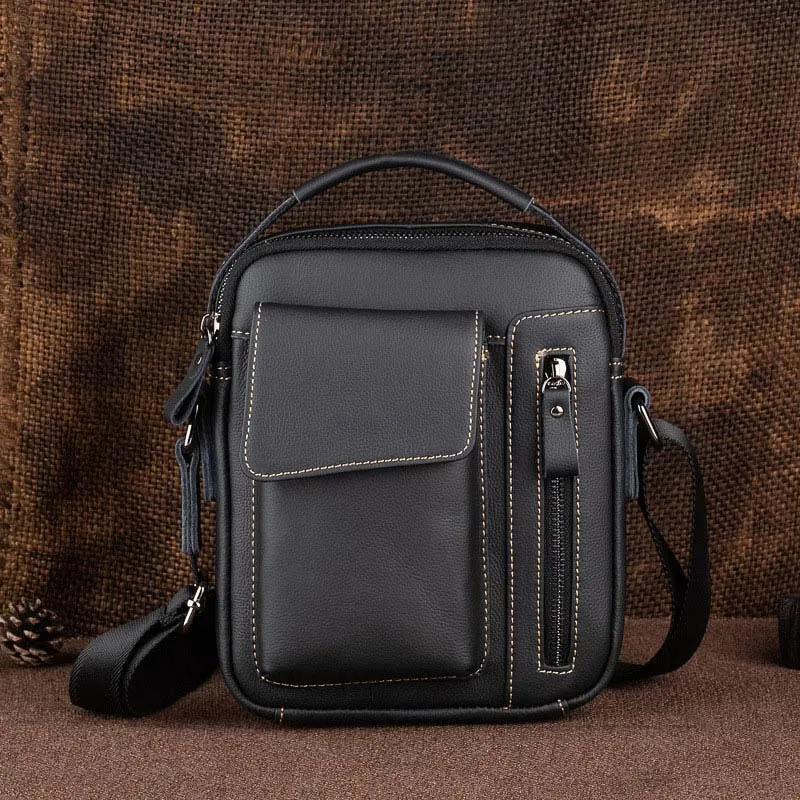 Men's Genuine Leather Large Capacity Crossbody Bag