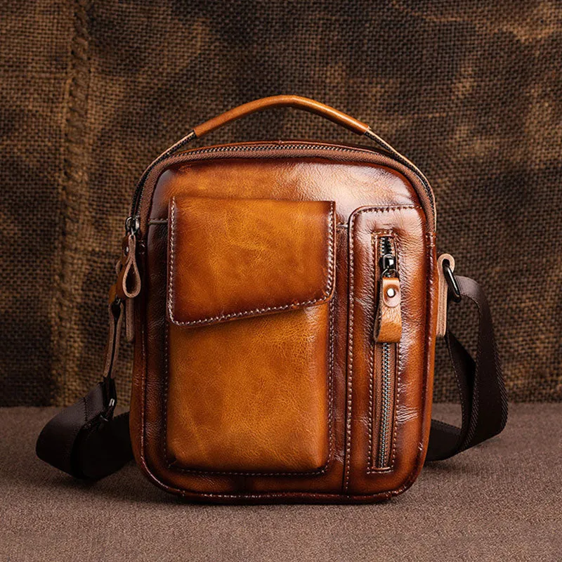 Men's Genuine Leather Large Capacity Crossbody Bag