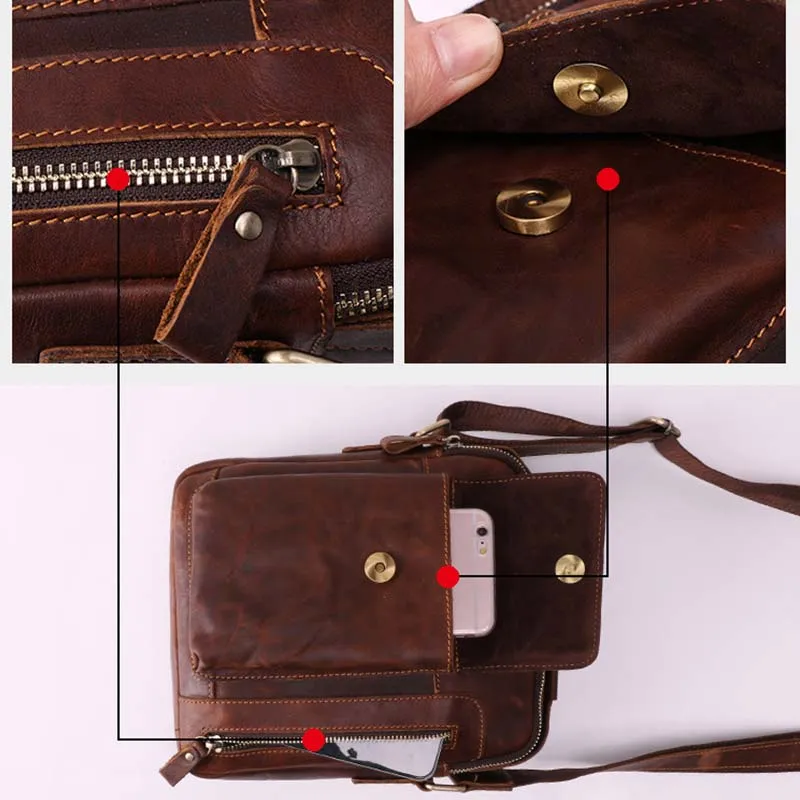 Men's Genuine Leather Large Capacity Crossbody Bag