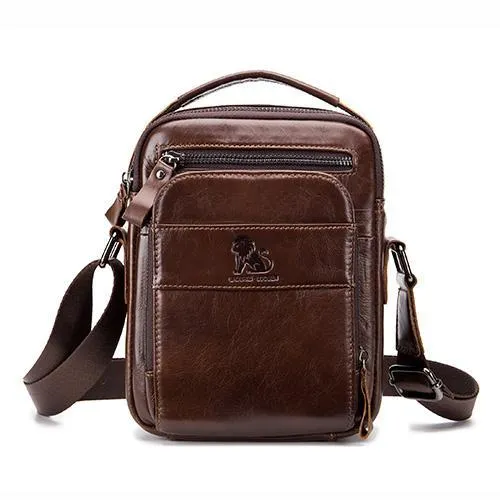 Men's Solid Bag Genuine Leather Crossbody Bag