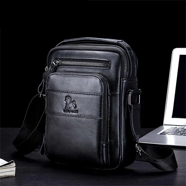 Men's Solid Bag Genuine Leather Crossbody Bag