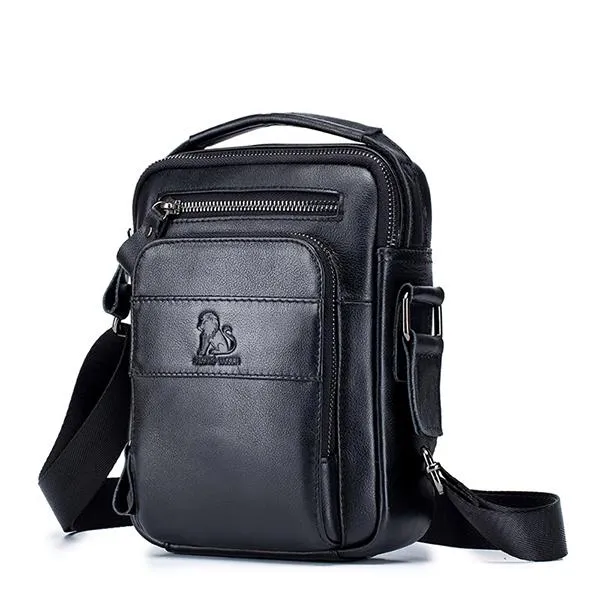 Men's Solid Bag Genuine Leather Crossbody Bag