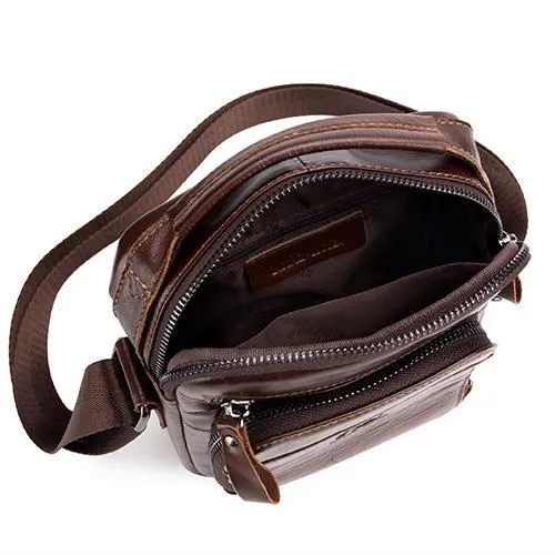 Men's Solid Bag Genuine Leather Crossbody Bag