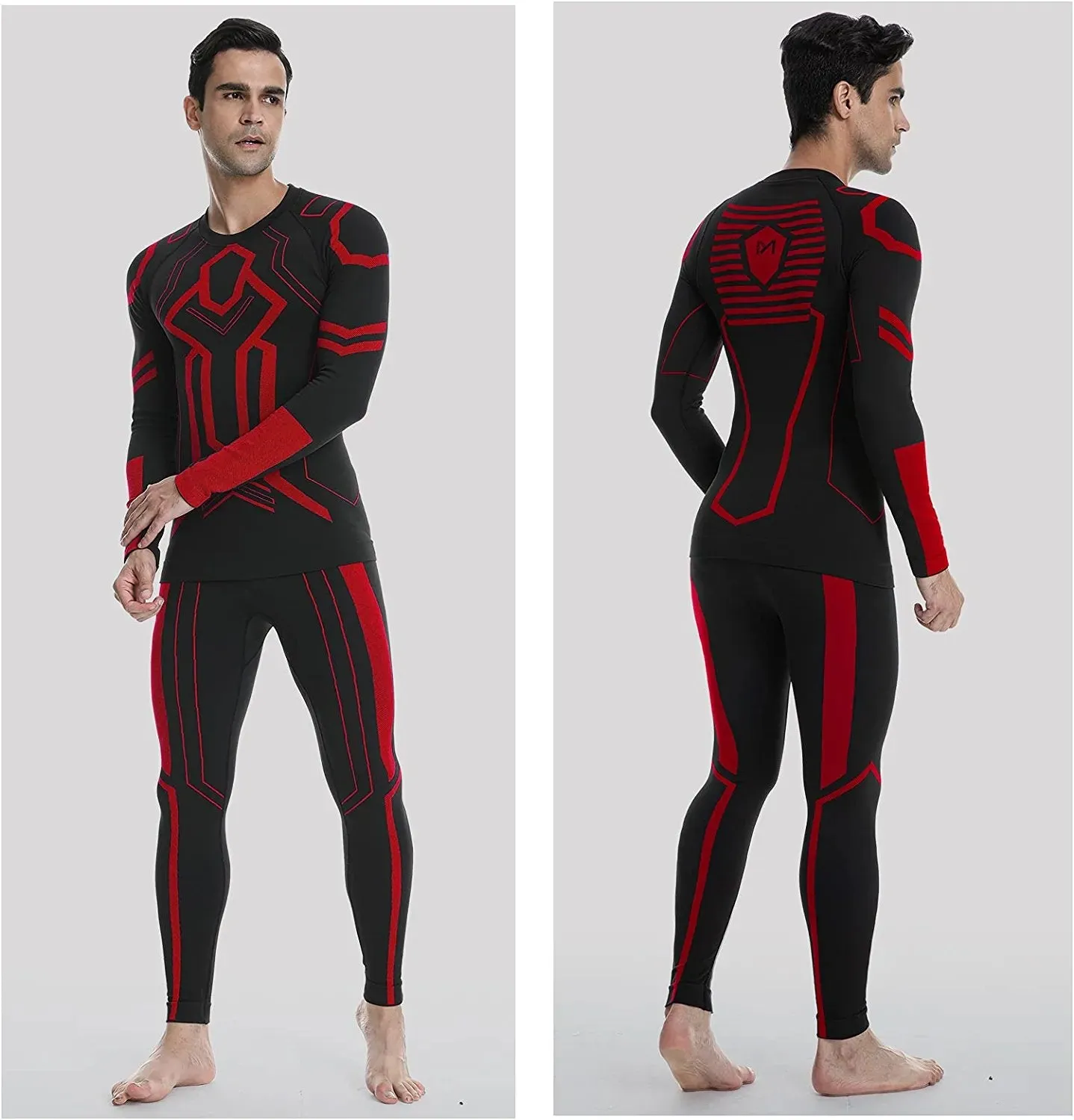 Men's Thermal Underwear Set, Winter Base Layer Sport Long Johns Top & Bottom Suit Compression Cold Weather Gear for Skiing