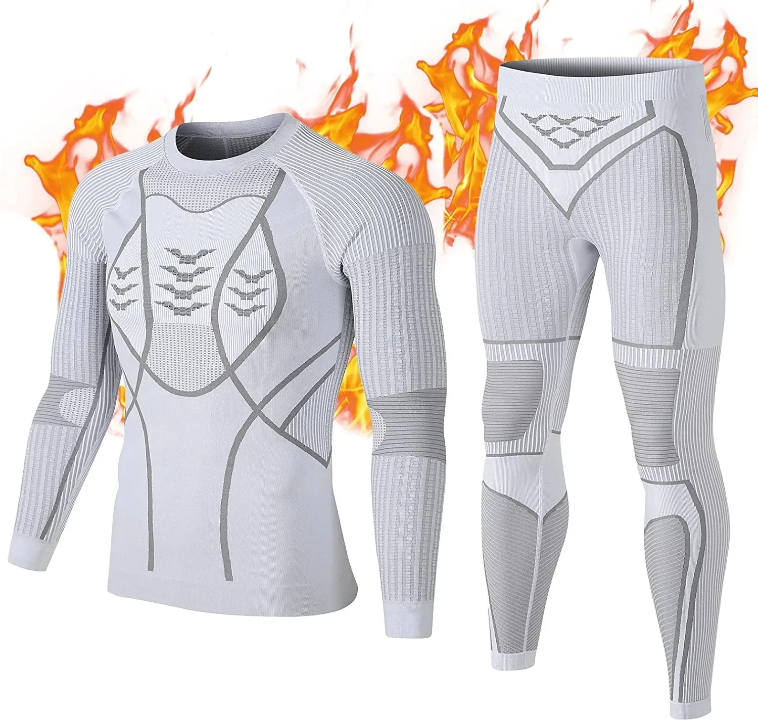 Men's Thermal Underwear Set, Winter Base Layer Sport Long Johns Top & Bottom Suit Compression Cold Weather Gear for Skiing