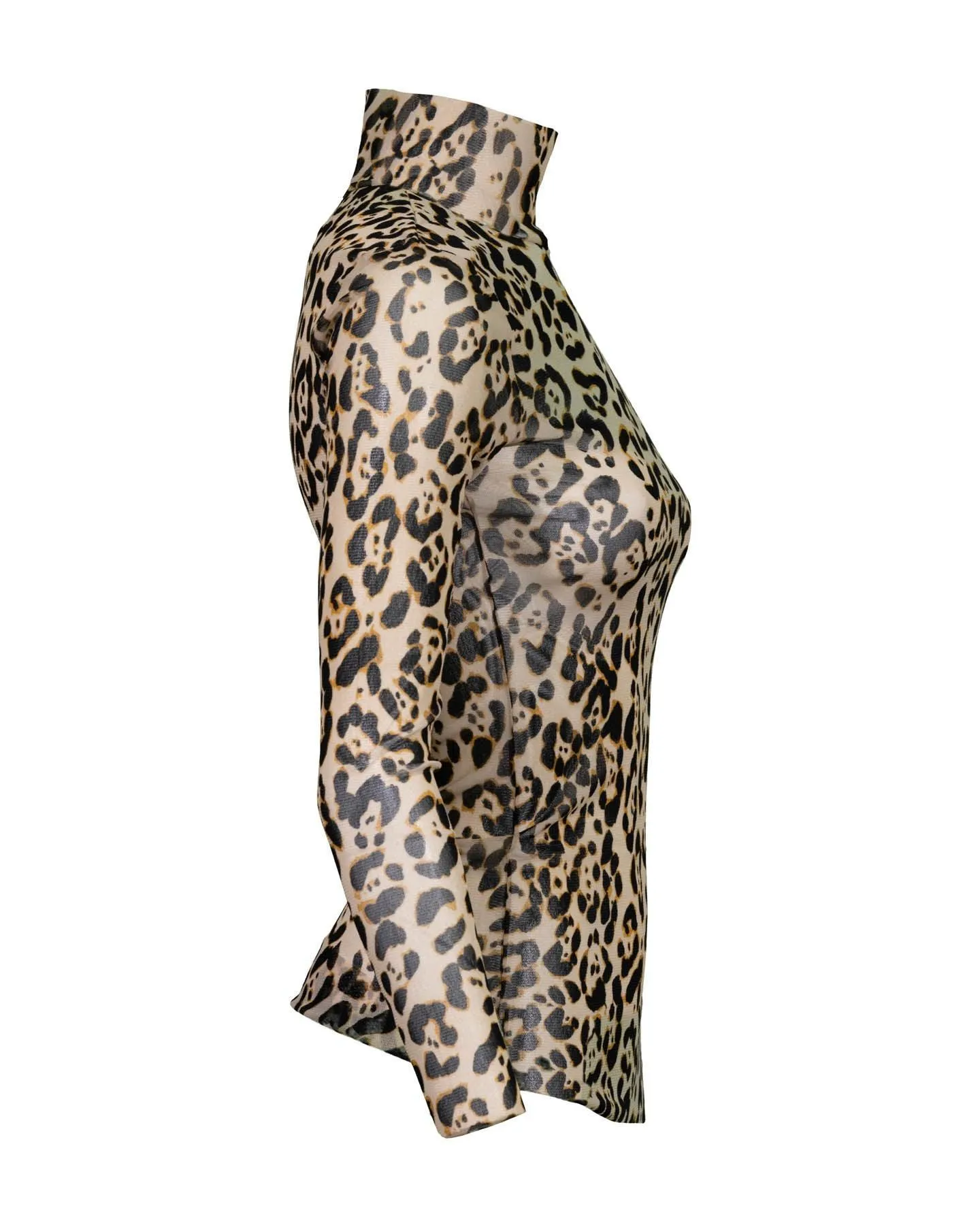 Mesh Leopard Print Turtleneck