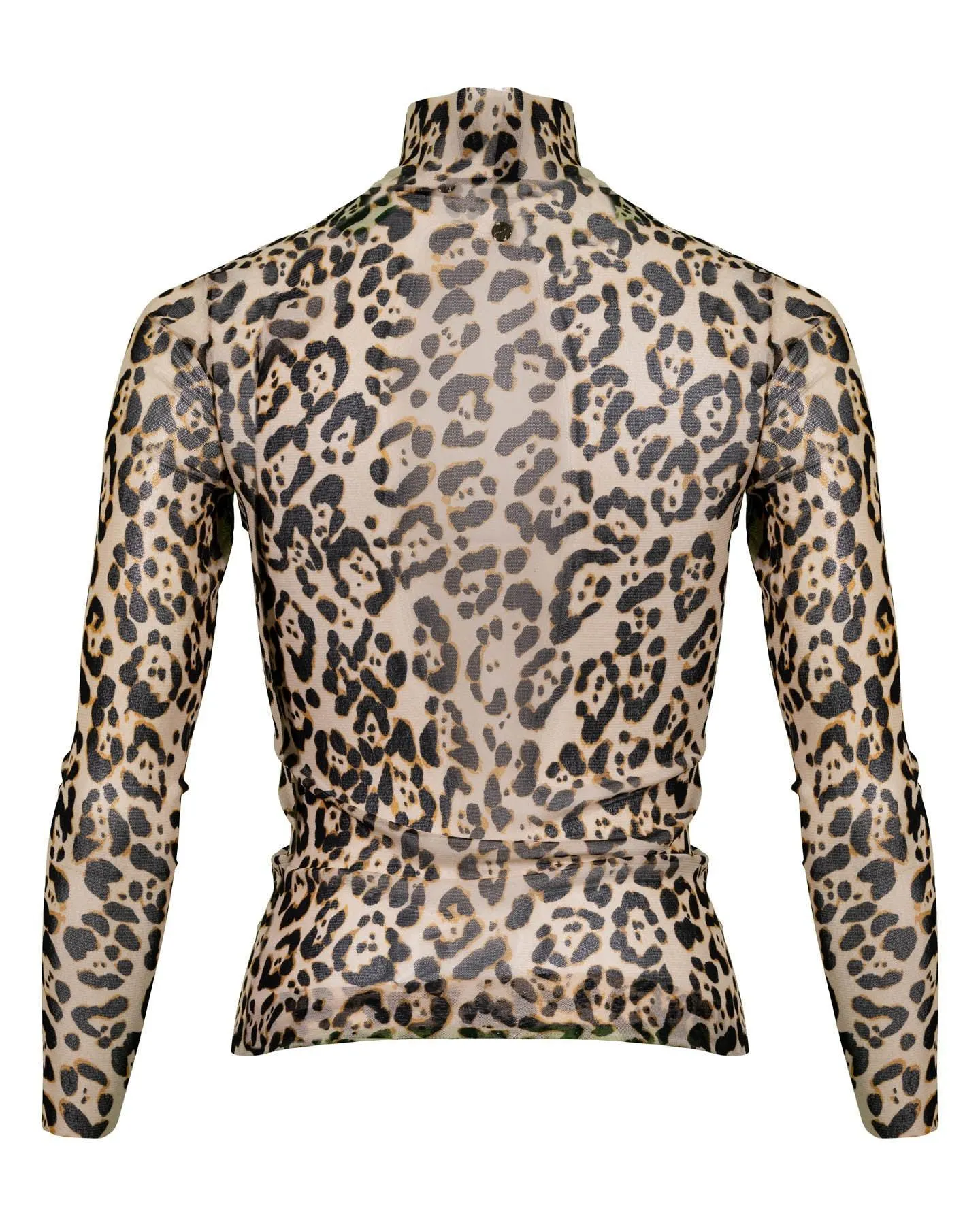 Mesh Leopard Print Turtleneck