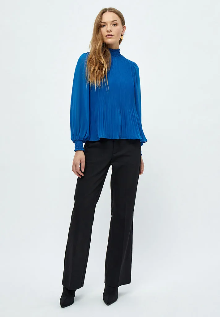 Mia High Neck Smock Blouse - Snorkel Blue