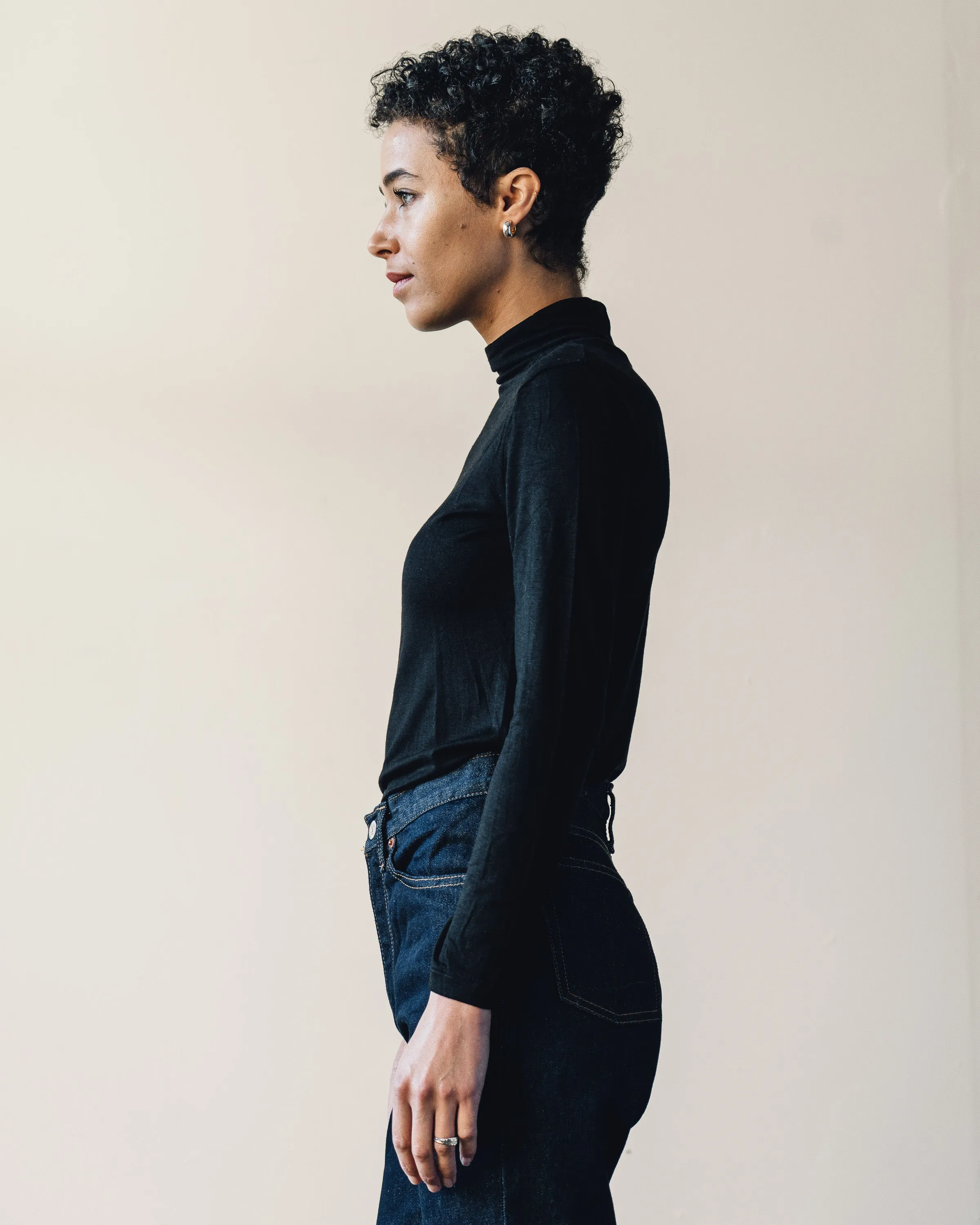 Micaela Greg Jersey Mock Turtleneck, Black