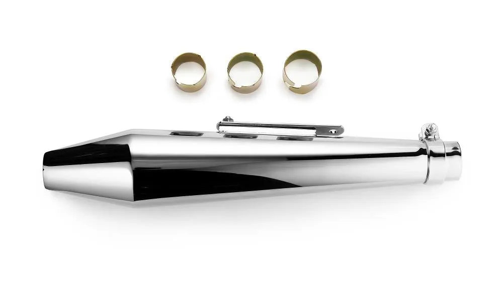 Muffler Megaphone Chrome 50cm Long fits up to 45mm (1-3/4 in.) header pipes - Highway Hawk H65-943