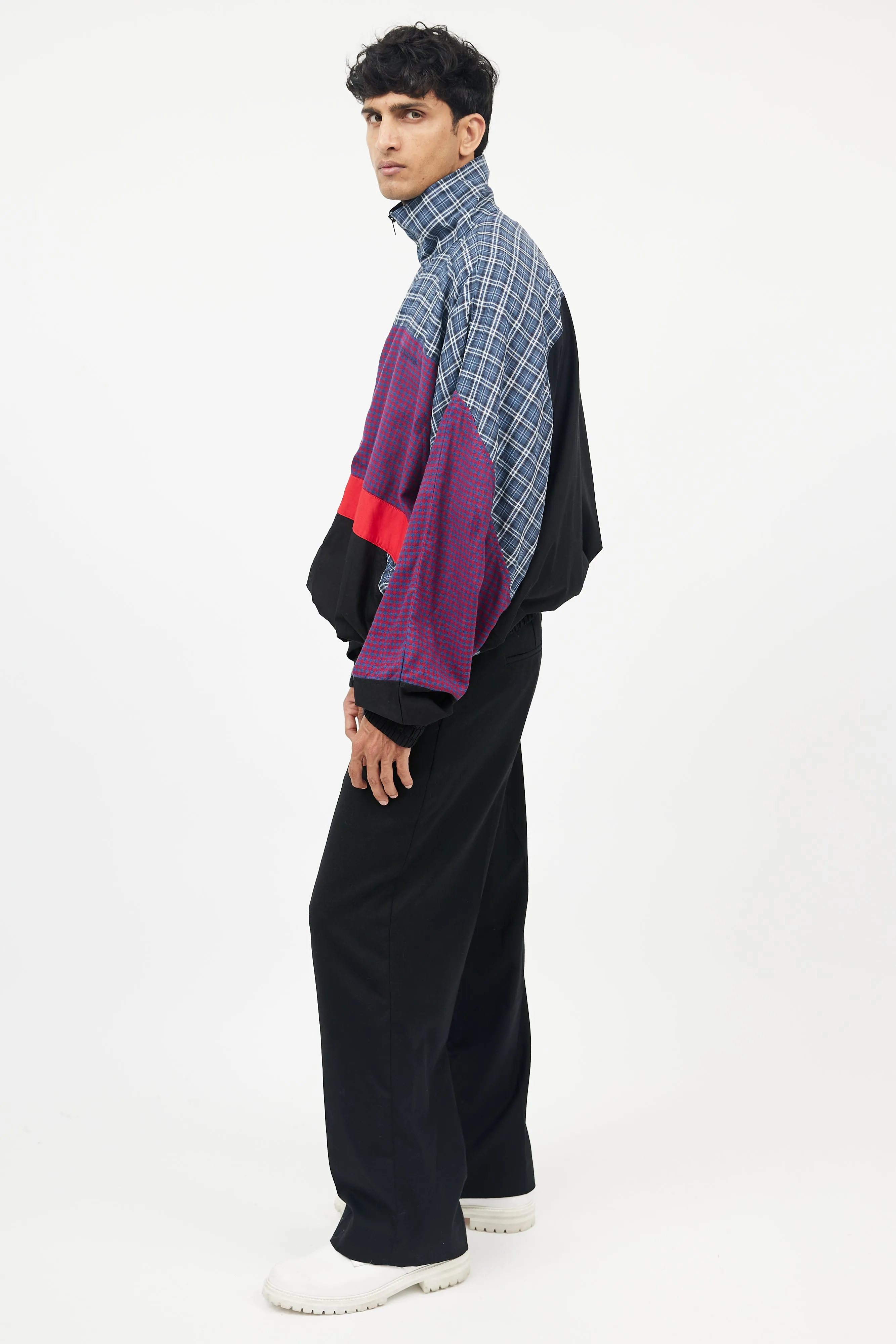 Multicolour Plaid Track Jacket