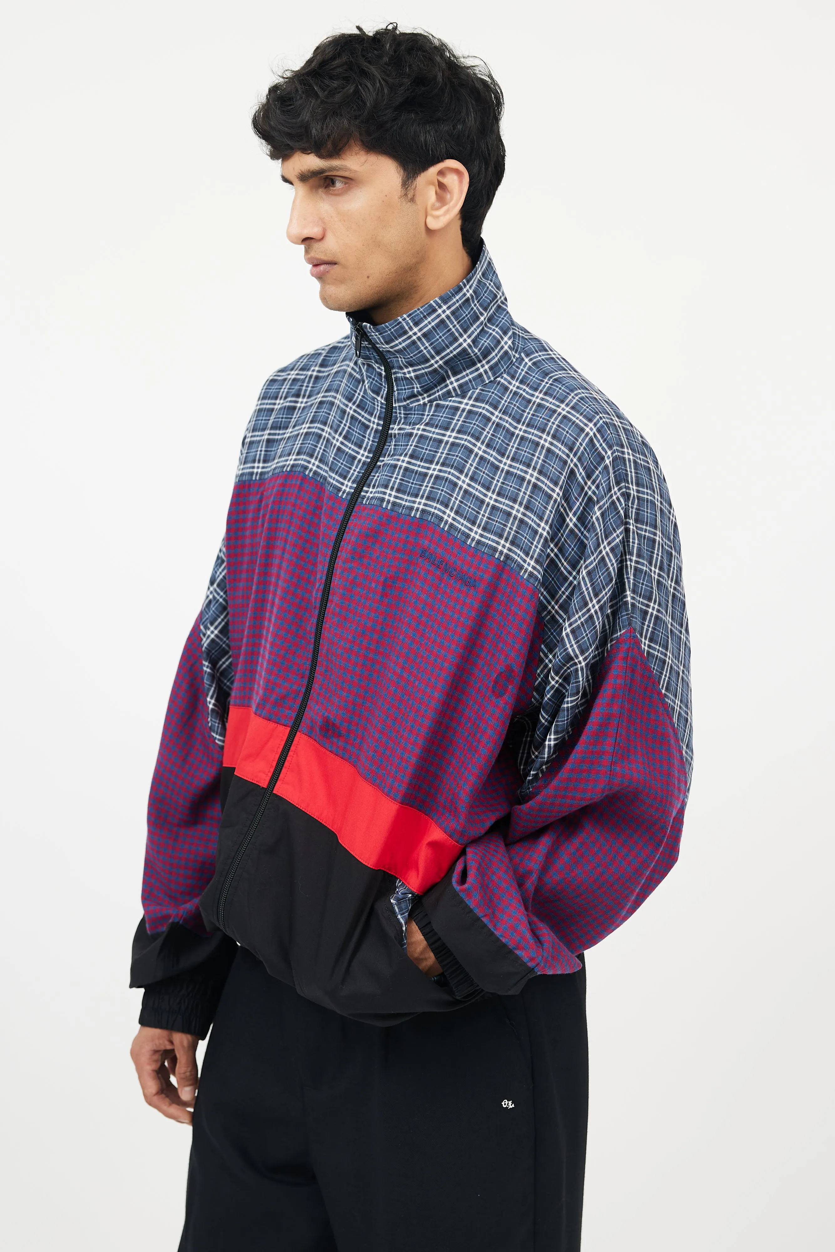 Multicolour Plaid Track Jacket