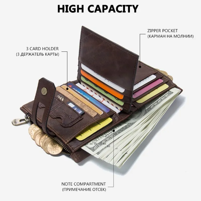 Multifunctional Real Leather Vintage Purse