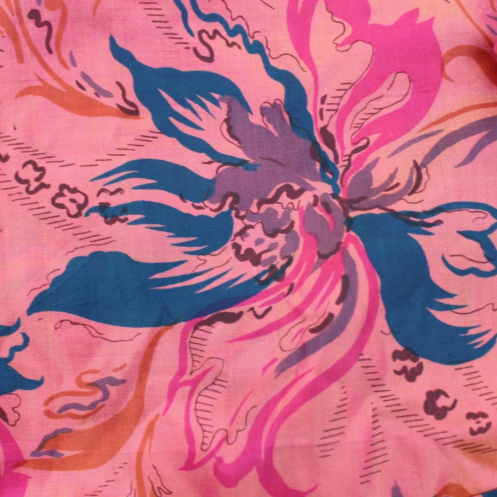 Neem - Vintage Silk Sari Celestial Pink Floral Kimono Style Wrap Dress