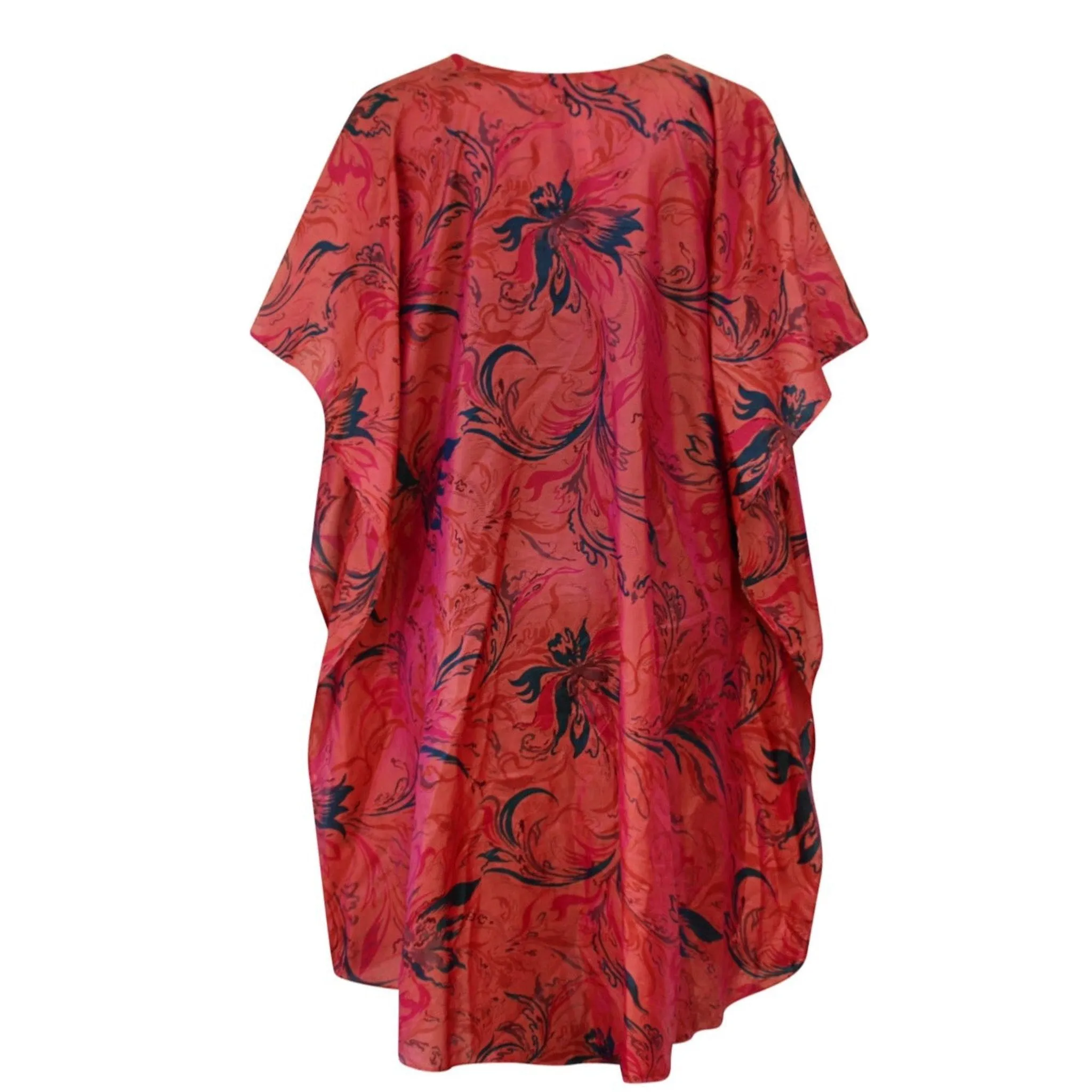 Neem - Vintage Silk Sari Celestial Pink Floral Kimono Style Wrap Dress