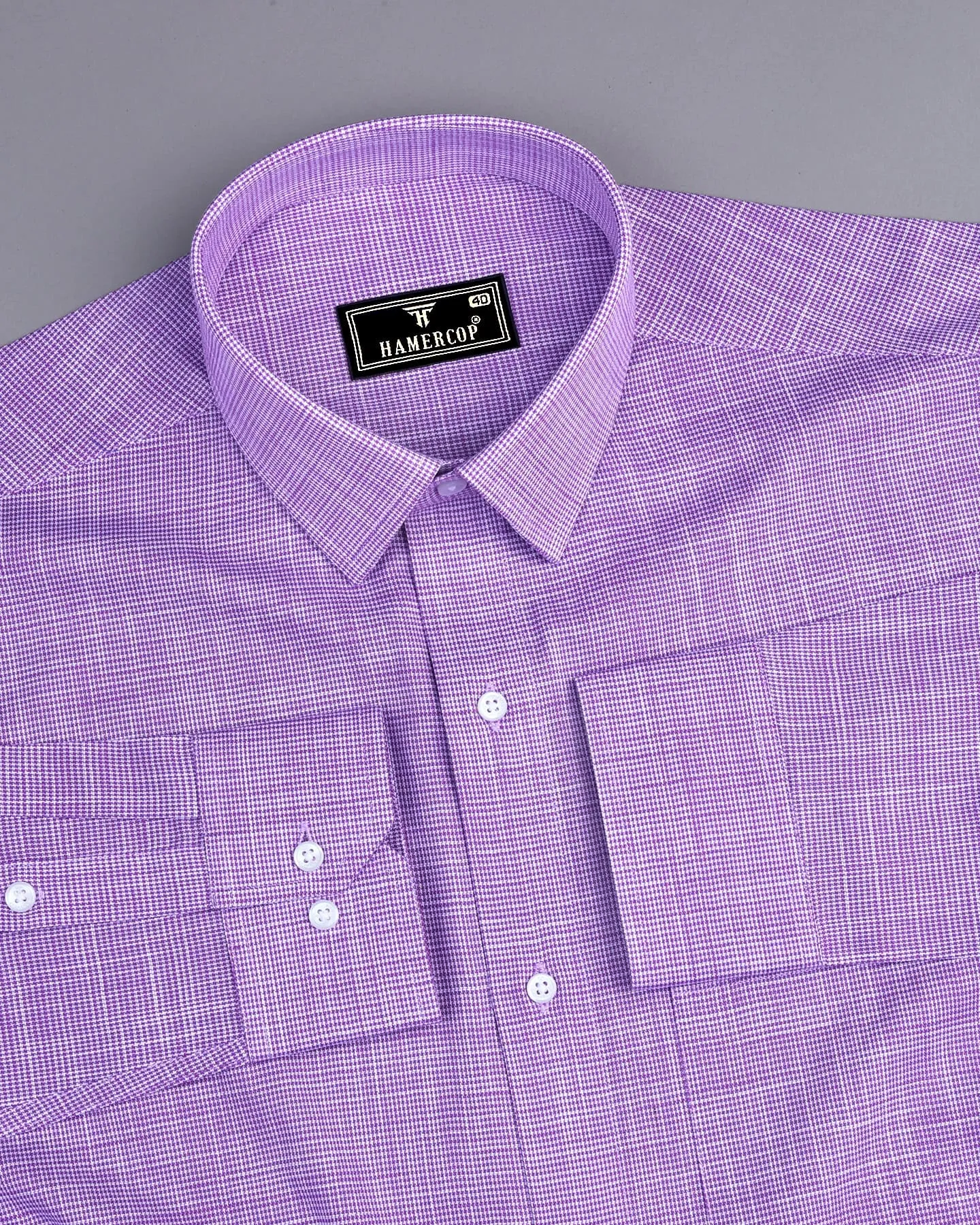 Opsin Purple Houndstooth Check Amsler Cotton Shirt