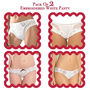 Pack of 2 Embroidered White Panty