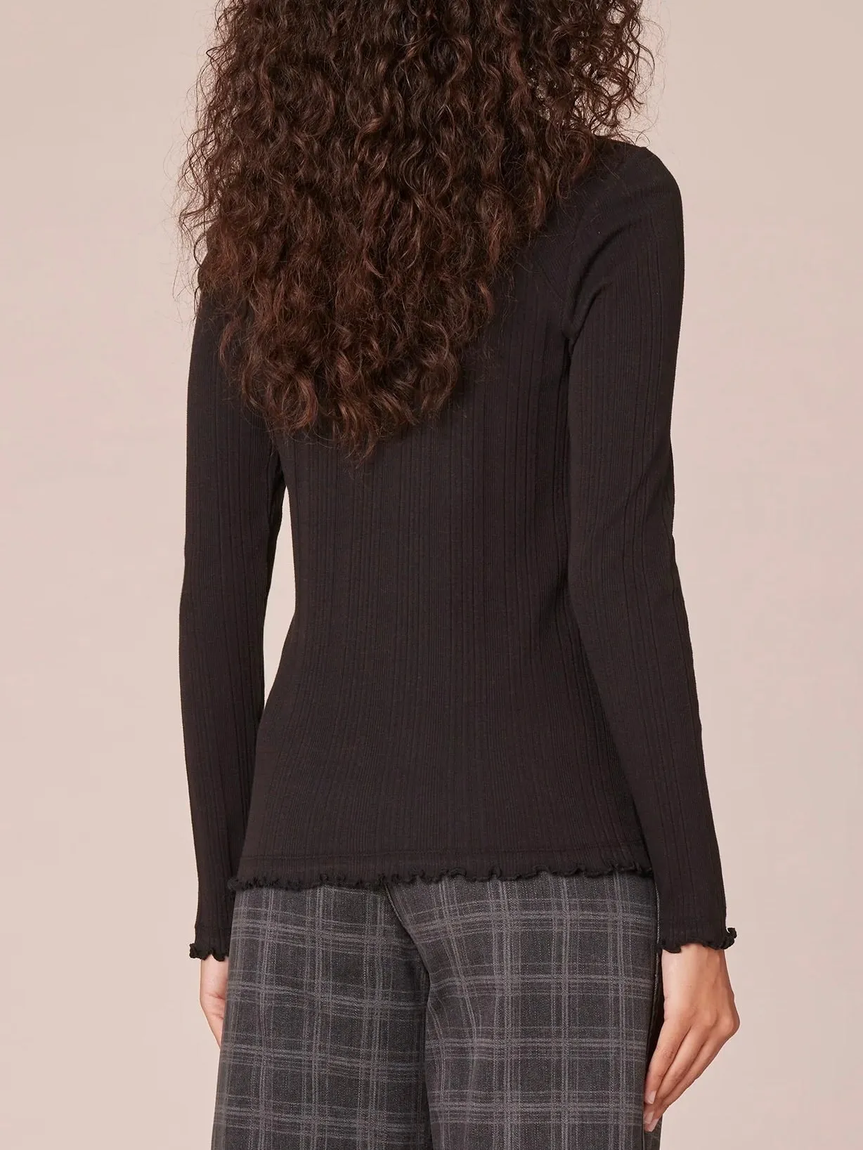 Pointelle Turtleneck - Black