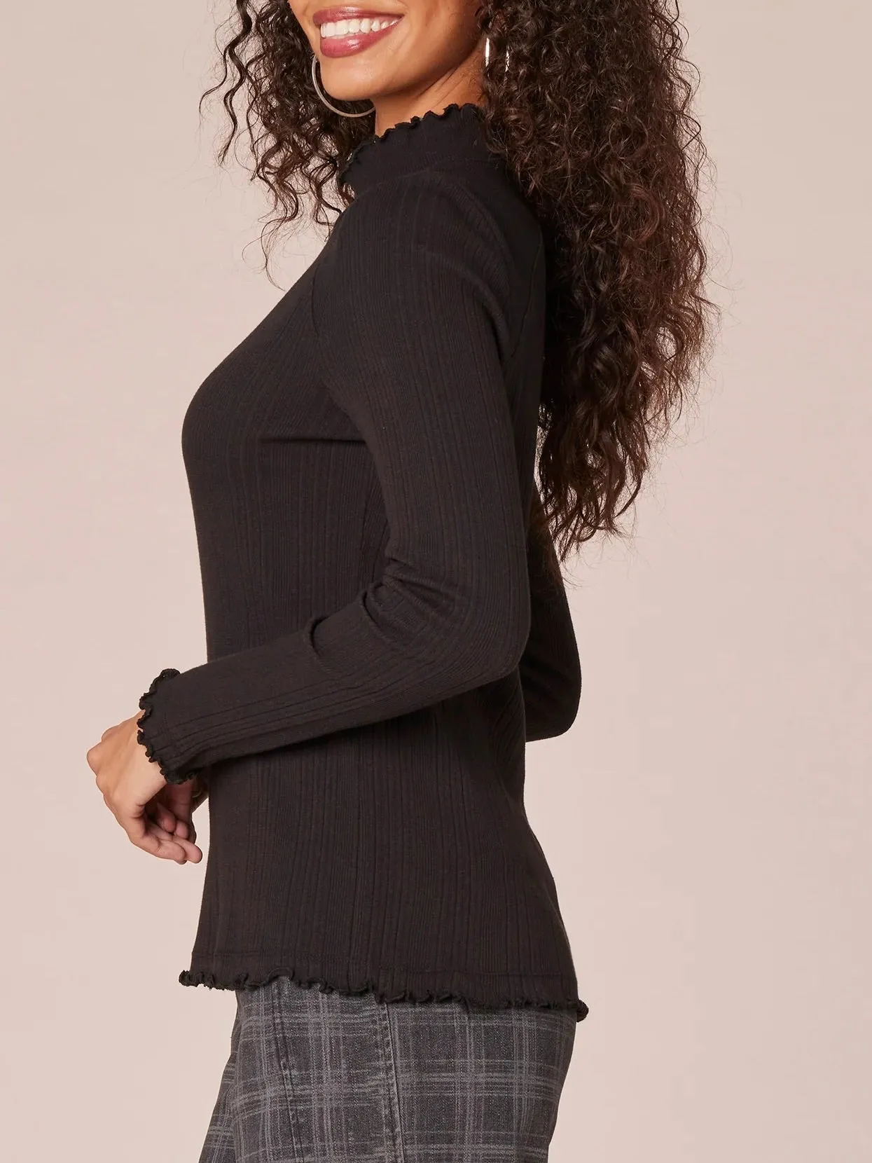 Pointelle Turtleneck - Black