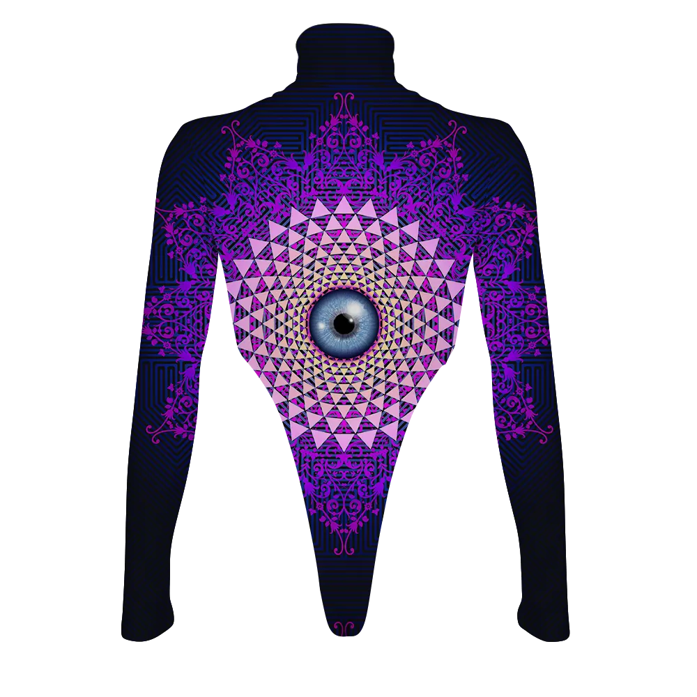 Psi~ Eye Ball All Over Print Women's Turtleneck Jumpsuit