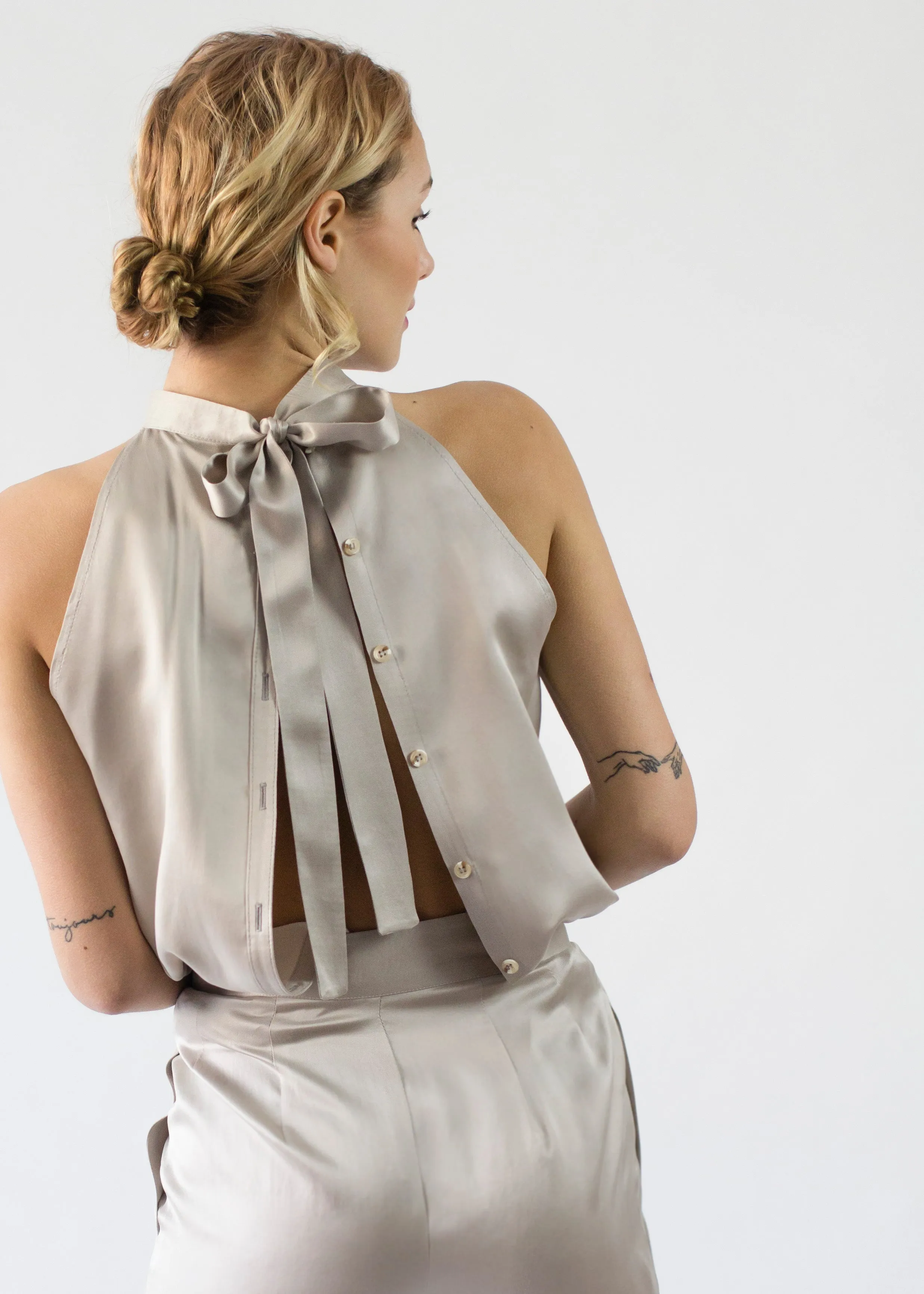 Raglan Silk Tie Blouse