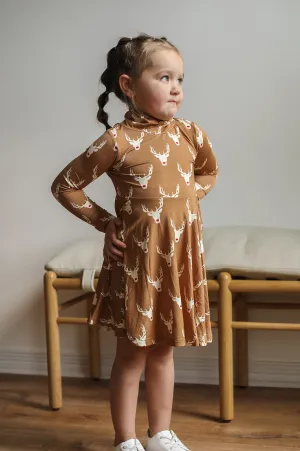 Reindeer Bamboo Turtleneck Twirl Dress