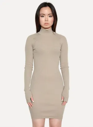 Ribbed Turtleneck Dress Desert Light