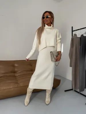 ROMAISA™ | SET OF MIDI DRESS WITH TURTLENECK
