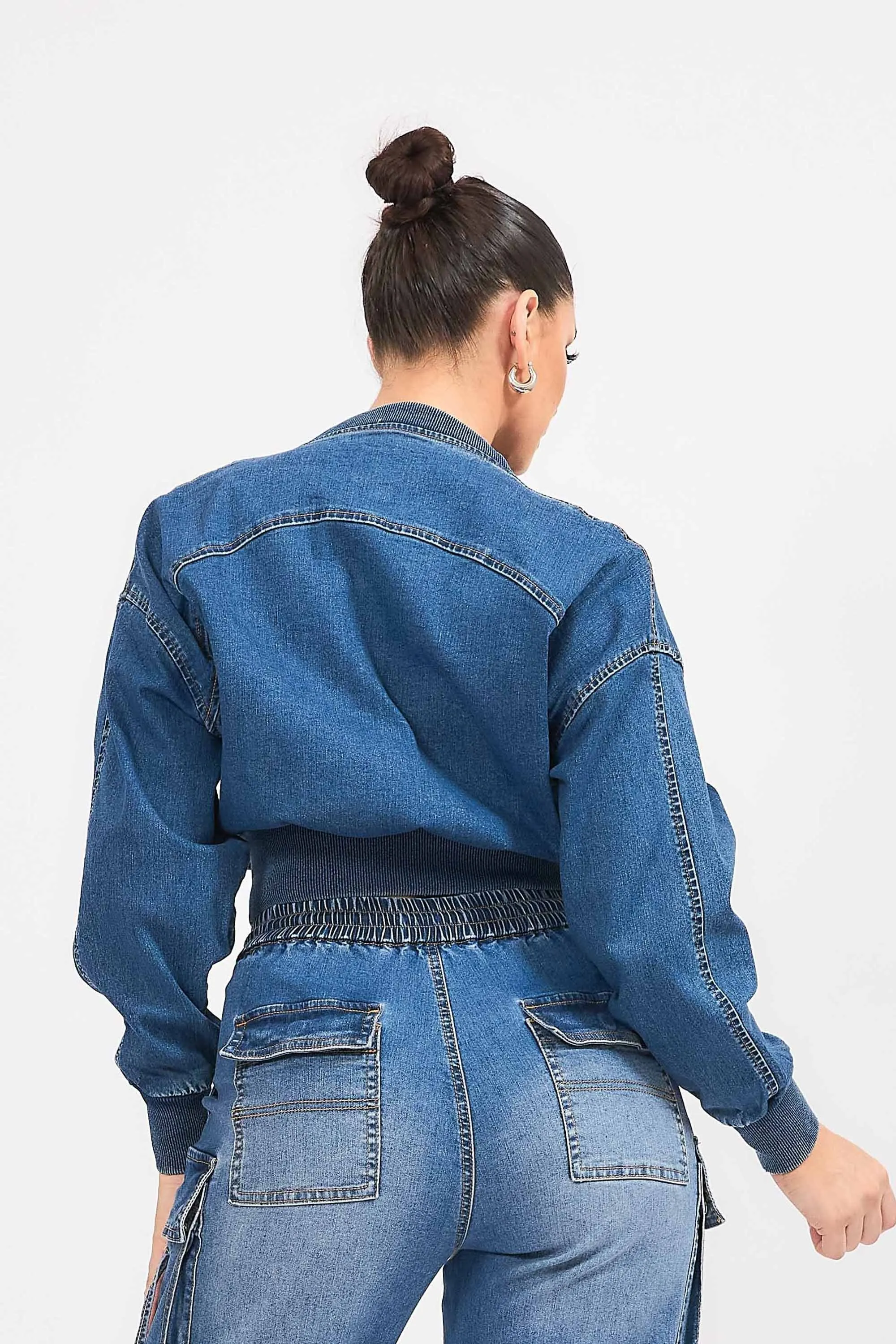 Round Neck Full Zip Blouson Jacket