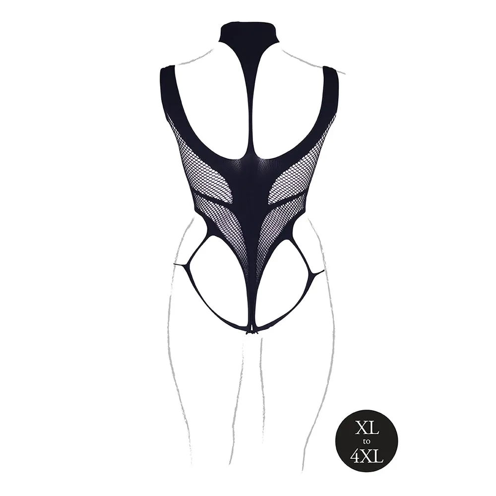 Shots Le Desir Shade Cyllene XLVIII Bodysuit with Turtleneck Black Queen Size