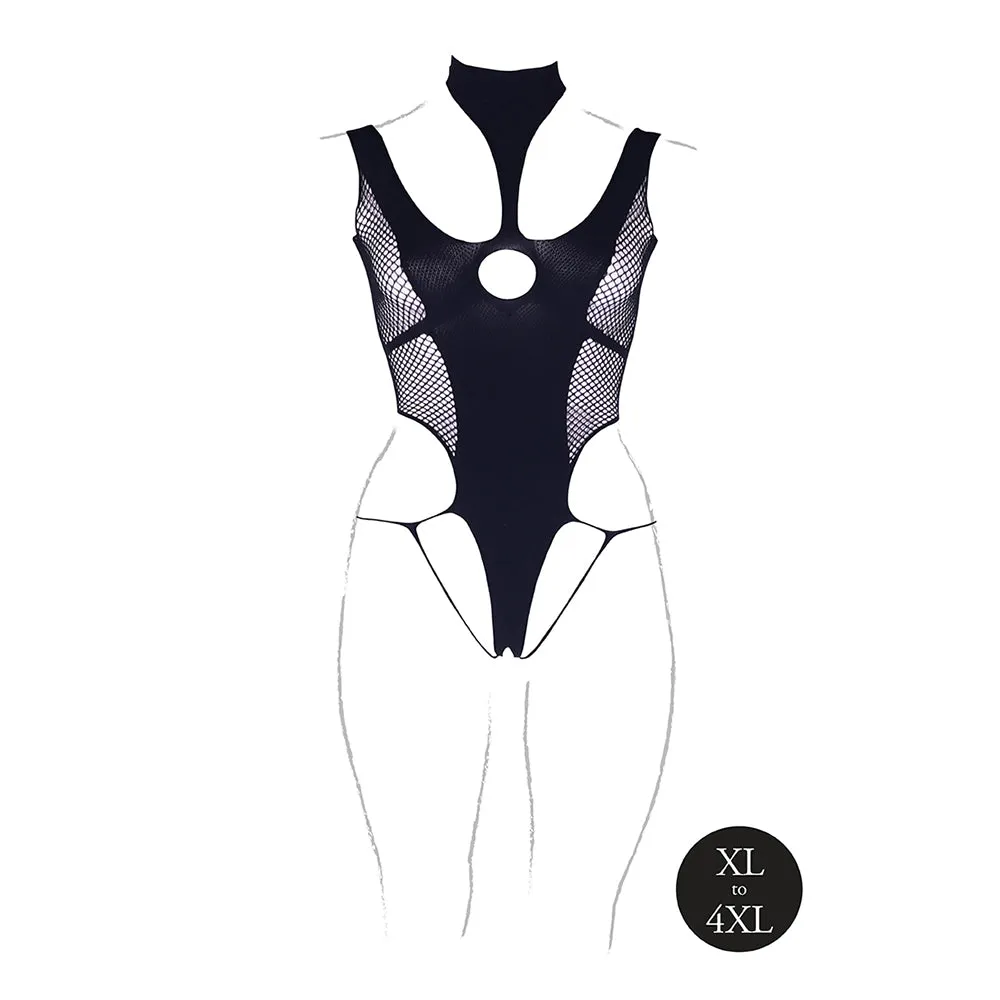 Shots Le Desir Shade Cyllene XLVIII Bodysuit with Turtleneck Black Queen Size