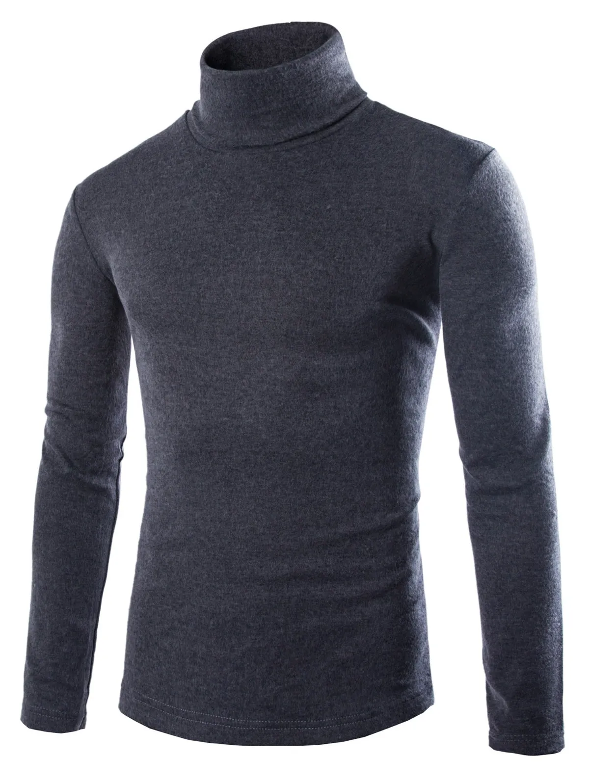 Simple Turtleneck Bottoming Men Long Sleeved T-Shirt 3432