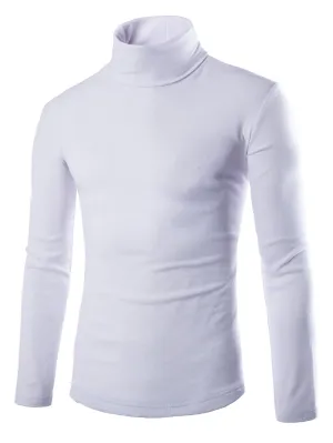 Simple Turtleneck Bottoming Men Long Sleeved T-Shirt 3432