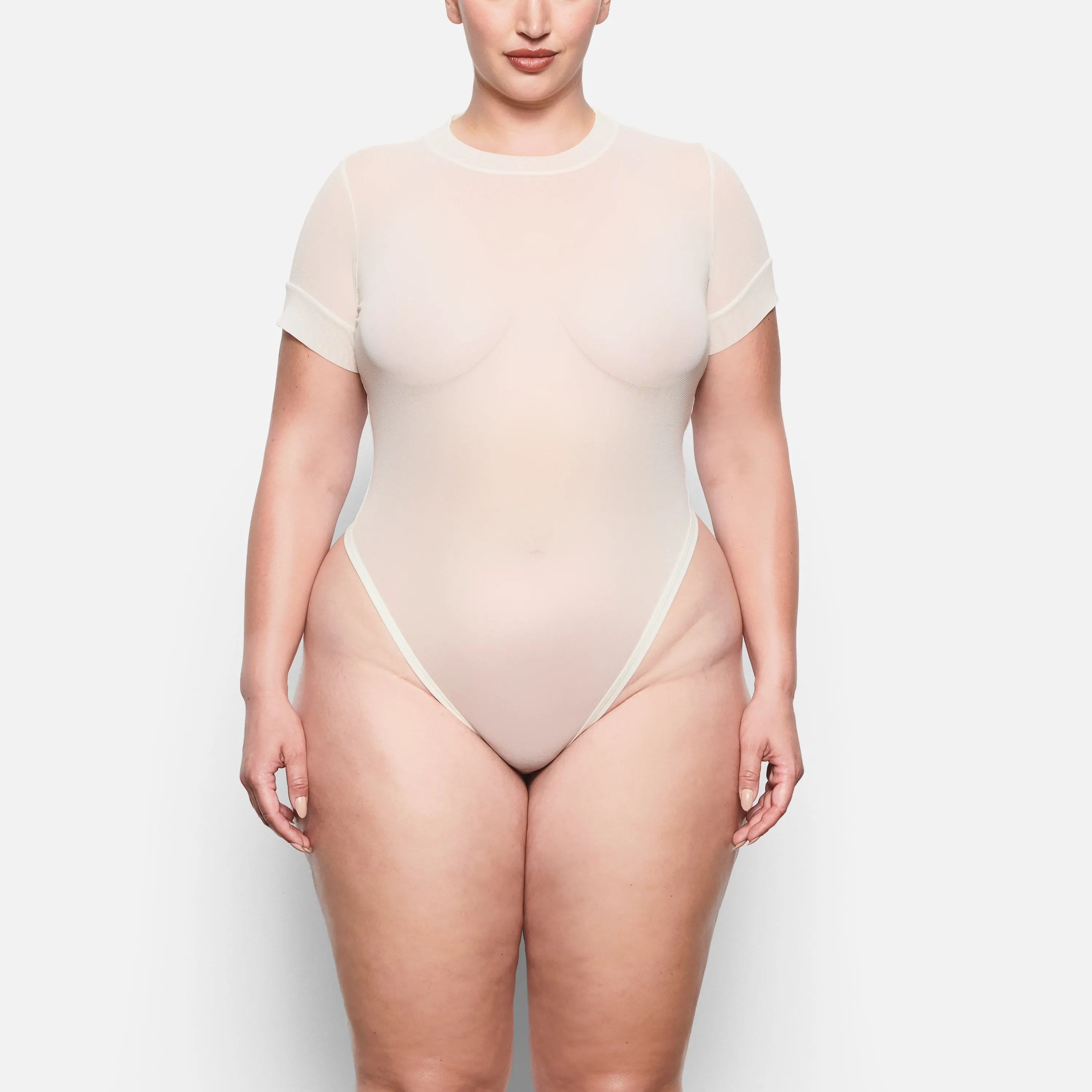 SUMMER MESH T-SHIRT BODYSUIT | BONE