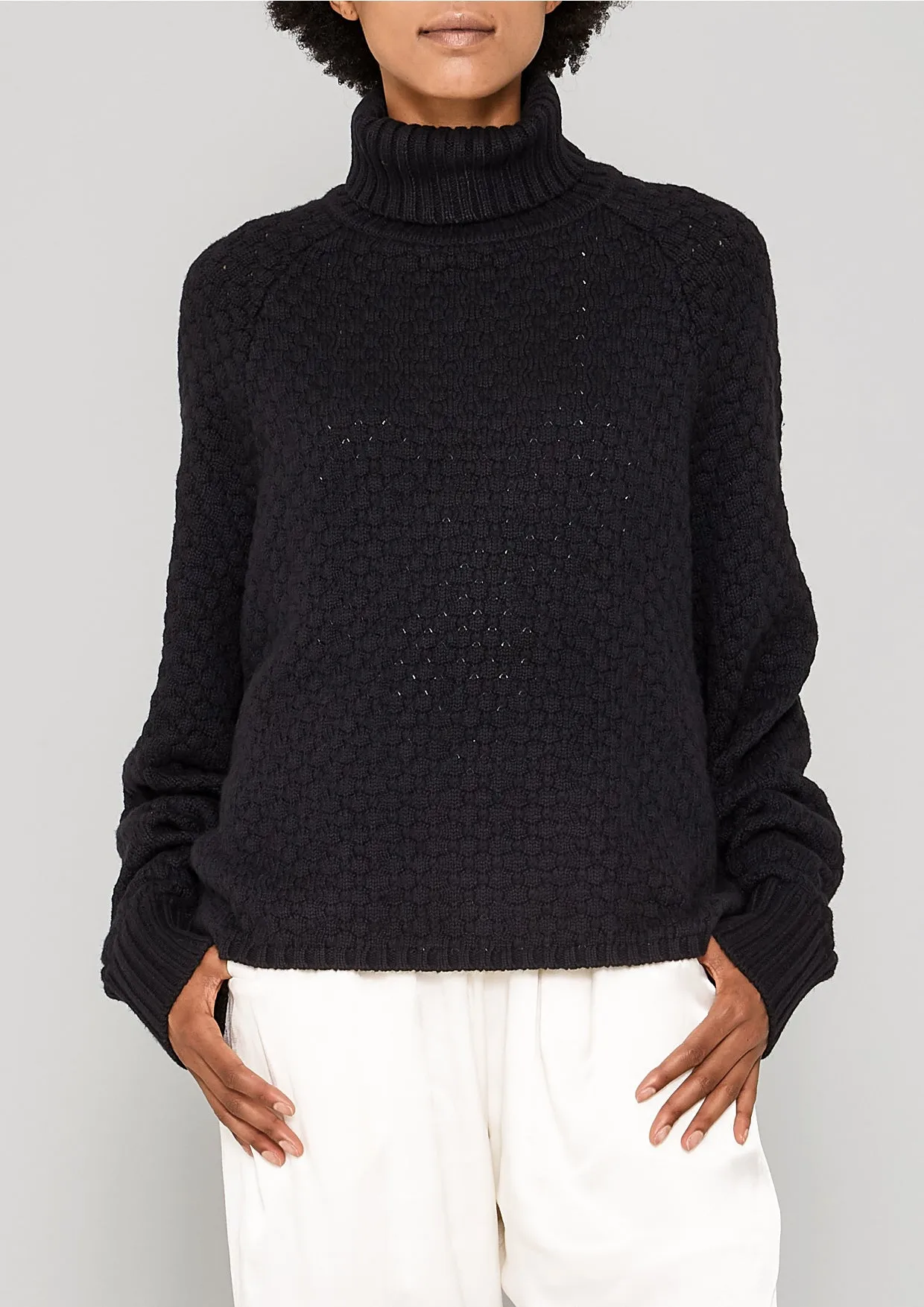SWEATER TURTLENECK - KNIT PEARL black