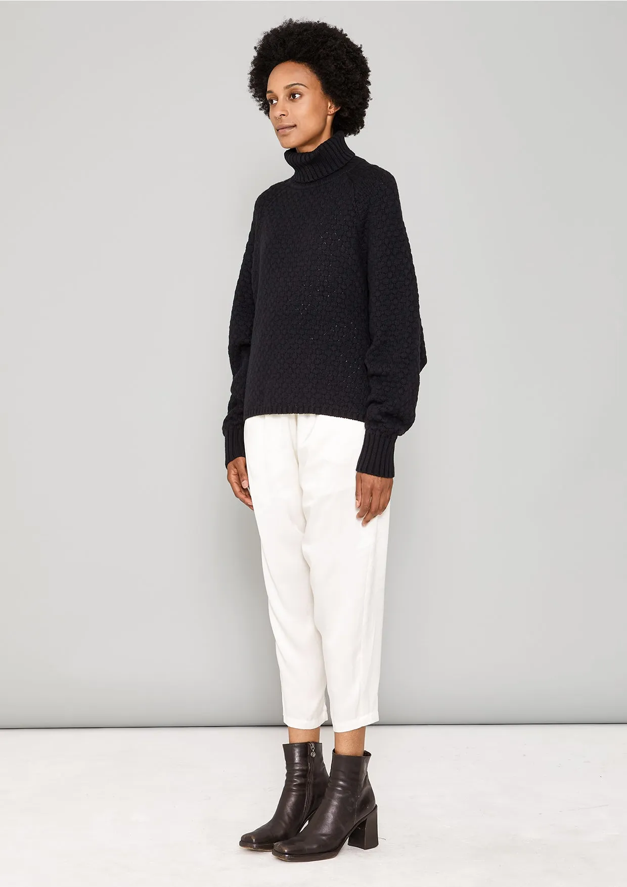 SWEATER TURTLENECK - KNIT PEARL black